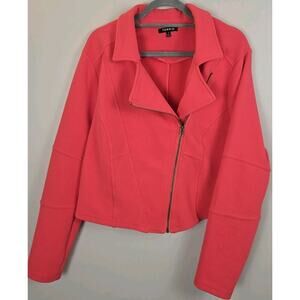 Torrid Cropped Moto Jacket Size 1 Textured Asymmetrical Zip Pink Lightweight